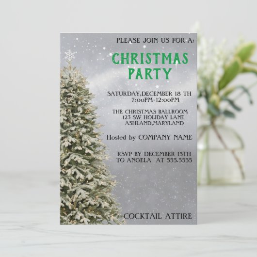 Perfekte, Coole, weihnachtliche Pinienbäume - Einl Einladung (Stehend Vorderseite)