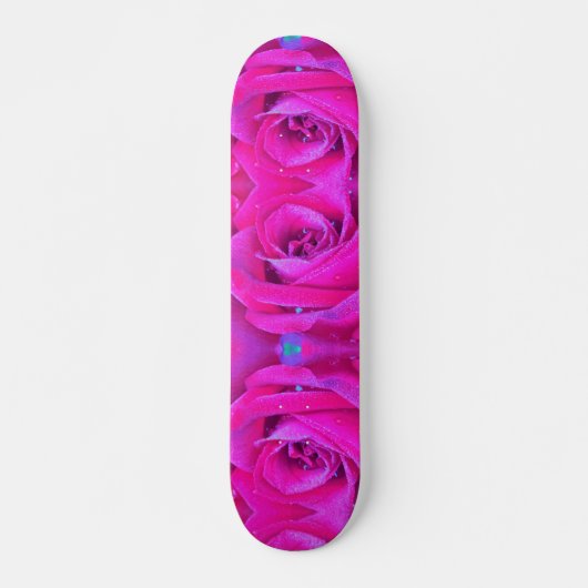 Perfekte Crimson Red und Light Blue Rose Detail Skateboard (Vorne)