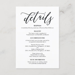 Perfekte Einsteckkarte für die Hochzeitsdetails Begleitkarte