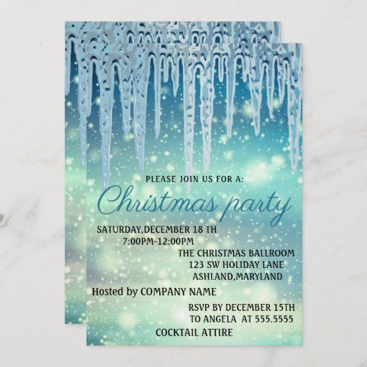 Perfekte, elegante, blaue Weihnachtseinladung Einladung (Vorne/Hinten)