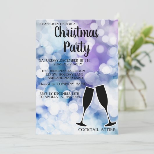 Perfekte, Funkelnd Weihnachtsfeier Einladung (Stehend Vorderseite)