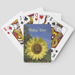 Perfekte gelbe Sommer-Sonnenblume am blauen Himmel Spielkarten