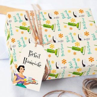Perfekte Hausfrau Retro Bridal Wrapping Paper Geschenkpapier