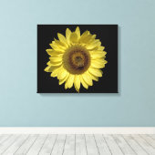 perfekte hellgelbe Sonnenblume und Biene in schwar Leinwanddruck (Insitu (Holzboden))