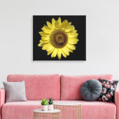 perfekte hellgelbe Sonnenblume und Biene in schwar Leinwanddruck (Insitu (Wohnzimmer))