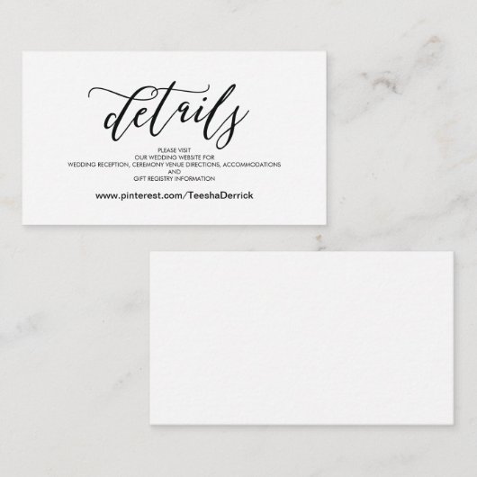 Perfekte Hochzeits-Website führt Begleitkarte (Vorne/Hinten)