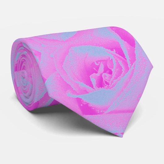 Perfekte Hot Pink und Hellblaue Rosendetails Krawatte (Gerollt)