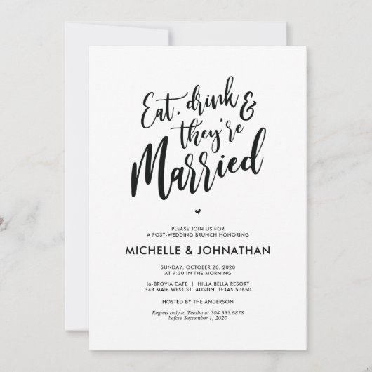 Perfekte Kalligraphie Post Wedding Brunch Einladun Einladung (Vorderseite)