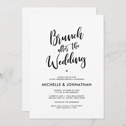 Perfekte Kalligraphie Post Wedding Brunch Einladun Einladung (Vorne/Hinten)
