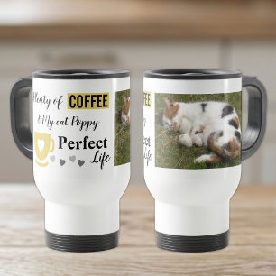 Perfekte Katzen-Pet- und Kaffee-Weißgold-Foto Reisebecher