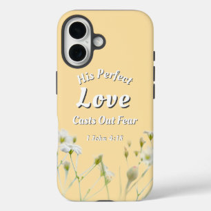 Perfekte Liebe vertreibt Angst Florale Bibelstelle iPhone 16 Hülle