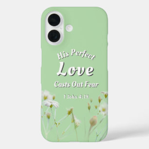 Perfekte Liebe vertreibt die Angst Floral Hellgrün iPhone 16 Hülle
