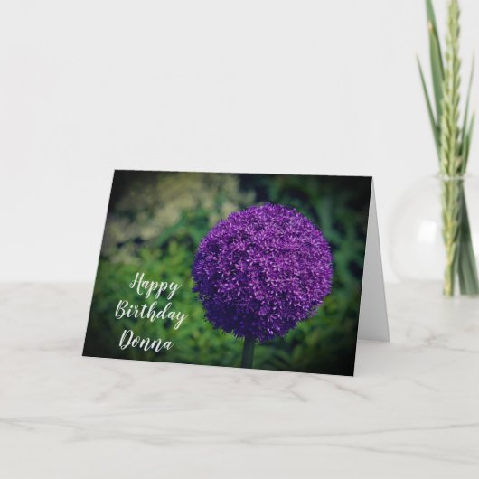 Perfekte Lila Allium Blume Personalisiert Geburtst Karte (Vorderseite)