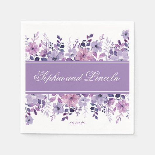 Perfekte Lila Hochzeitsflora Serviette (Vorderseite)