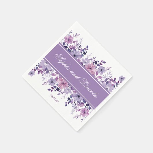 Perfekte Lila Hochzeitsflora Serviette (Ecke)