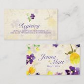 Perfekte Lila Stiefmütterchen mit einer Registrier Begleitkarte (Vorne/Hinten)