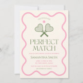 Perfekte Match Tennis Pink & Green Brautparty Einladung (Vorderseite)