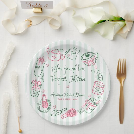 Perfekte Matcha-Rosa und Grüne Hochzeitsdusche Pappteller (Hochzeit)