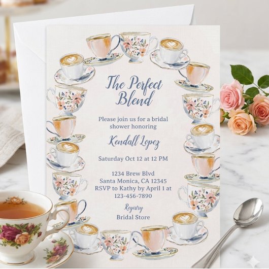Perfekte Mischung Kaffee und Tee Brautparty Einladung