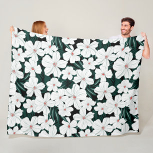 Perfekte nahtlose Blume grün und weiß minimal Fleecedecke