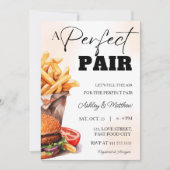 Perfekte Paare Burger und Fries Couple Coed Dusche Einladung (Vorderseite)