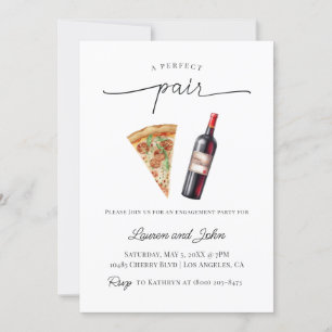 Perfekte Pair Wine Pizza Engagement Party Dusche Einladung