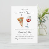 Perfekte Pair Wine Pizza Engagement Party Dusche Einladung (Stehend Vorderseite)