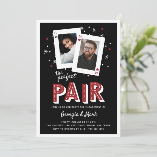 Perfekte Partner für Casino Theme Engagement Party Einladung (Stehend Vorderseite)