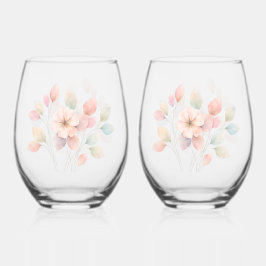 Perfekte Pastell-Blumen Weinglas Ohne Stiel