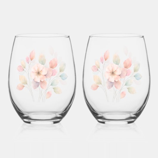 Perfekte Pastell-Blumen Weinglas Ohne Stiel (Vorderseite)
