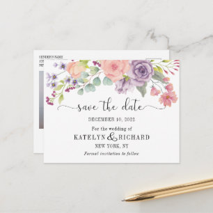 Perfekte Pastelltöne floral Save the Date Postkart Postkarte