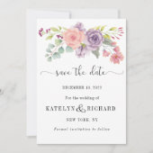 Perfekte Pastelltöne, stilvolle Blumenmuster Save The Date (Vorderseite)
