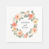 Perfekte Peach Floral Wedding Reception Serviette (Vorderseite)