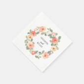Perfekte Peach Floral Wedding Reception Serviette (Ecke)