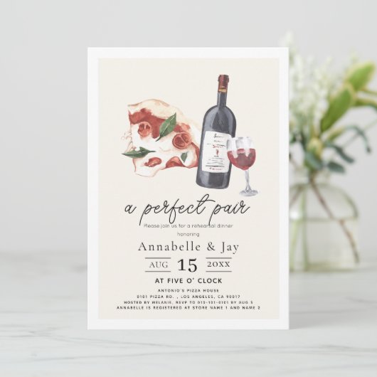 Perfekte Pizza & Probe Abendessen Einladung (Stehend Vorderseite)