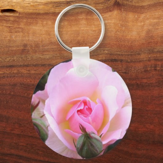 Perfekte rosa englische Rose Schlüsselanhänger (Vorderseite)