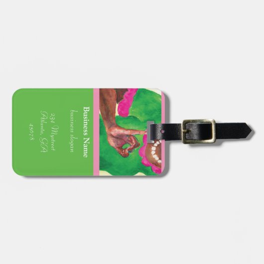 Perfekte rosa und grüne Damenkarten Gepäckanhänger (Vorderseite horizontal)