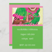 Perfekte rosa und grüne Einladung (Vorne/Hinten)