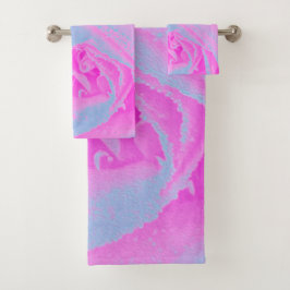 Perfekte Rose für Hot Pink und Light Blue Badhandtuch Set