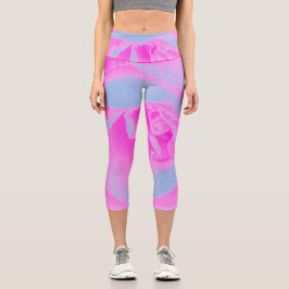 Perfekte Rose für Hot Pink und Light Blue Capri Leggings