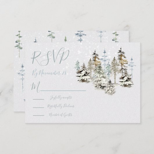 Perfekte Snow Forest-Hochzeitungs-RSVP-Antwortkart RSVP Karte (Vorne/Hinten)