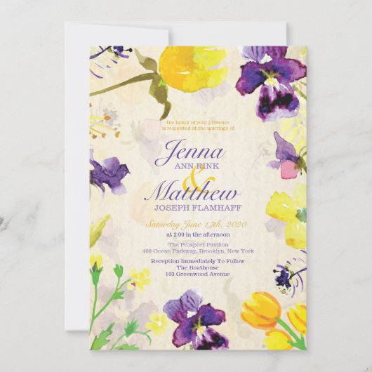 Perfekte Stiefmütterchen zum Hochzeitsfeiern Einladung (Vorderseite)