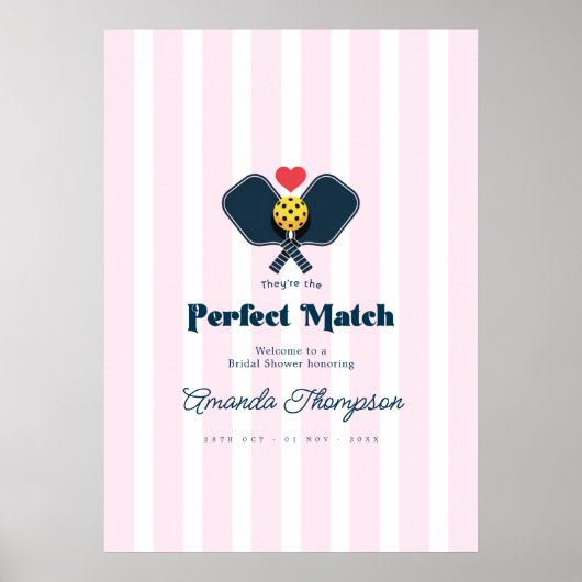 Perfekte Übereinstimmung Preppy Pickleball Dusche  Poster (Vorne)