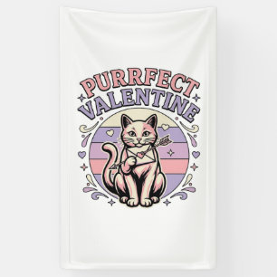 Perfekte Valentinskatze Valentinsliebe Vintage Vec Banner
