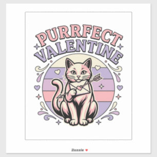 Perfekte Valentinskatze Valentinstag Liebe Vintage Aufkleber