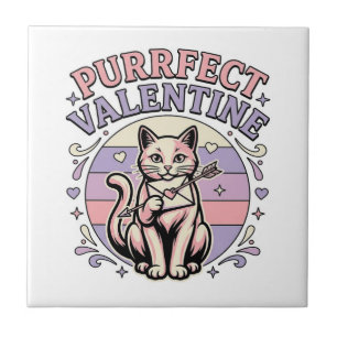 Perfekte Valentinskatze Valentinstag Liebe Vintage Fliese