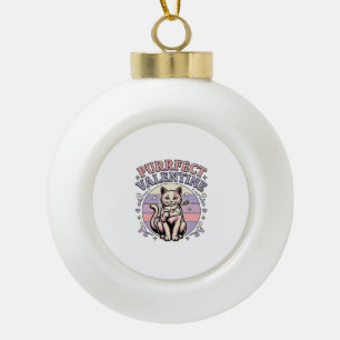 Perfekte Valentinskatze Valentinstag Liebe Vintage Keramik Kugel-Ornament
