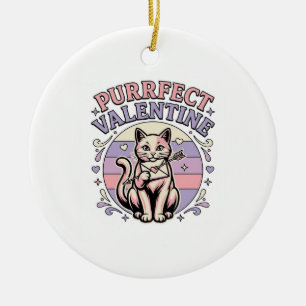 Perfekte Valentinskatze Valentinstag Liebe Vintage Keramik Ornament