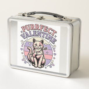 Perfekte Valentinskatze Valentinstag Liebe Vintage Metall Brotdose