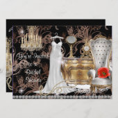 PERFEKTE VINTAGE STYLE BRIDAL SHOWING INVITATION EINLADUNG (Vorne/Hinten)